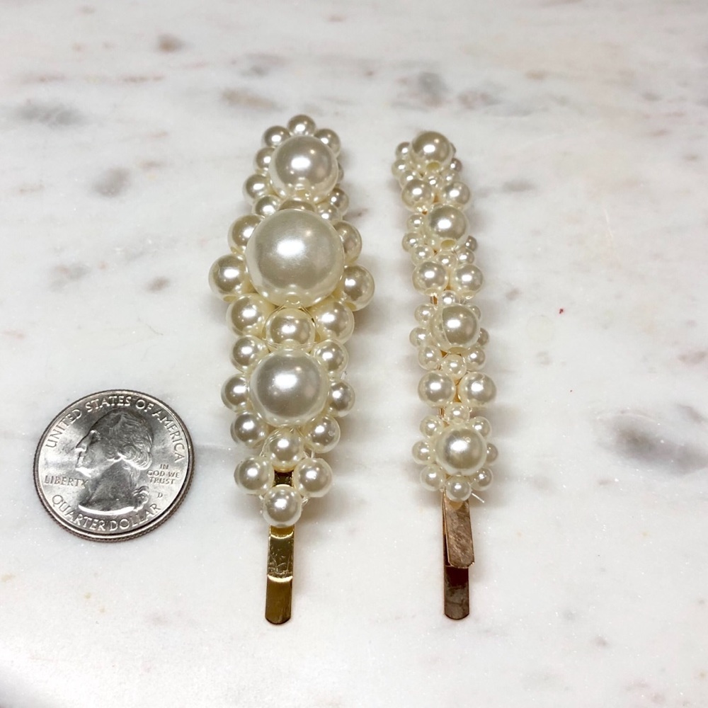 Pearl Gold Hair Pins 2 Pieces - Picture 4 of 4